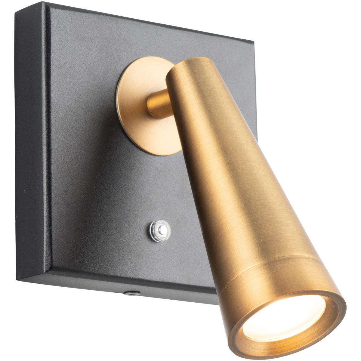 WAC Lighting BL-48007-BK/AB Arne Reading Light Wall Light in Black Aged Brass, dweLED