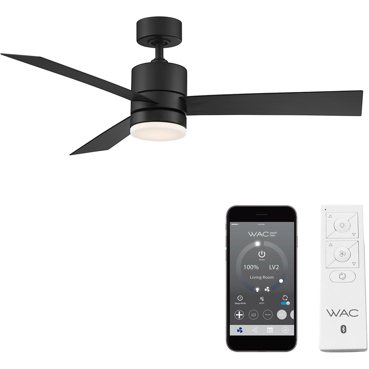 WAC Lighting F-081L-MB San Francisco 52 inch Matte Black Downrod Ceiling Fans, Smart Fan