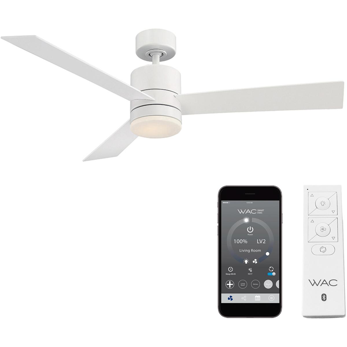 WAC Lighting F-081L-MW San Francisco 52 inch Matte White Downrod Ceiling Fans, Smart Fan