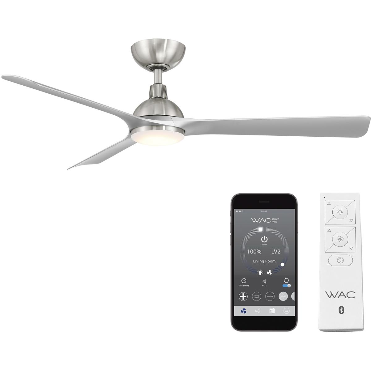 WAC Lighting F-104L-BN/SL Gage 52 inch Brushed Nickel Silver with Silver Blades Downrod Ceiling Fan