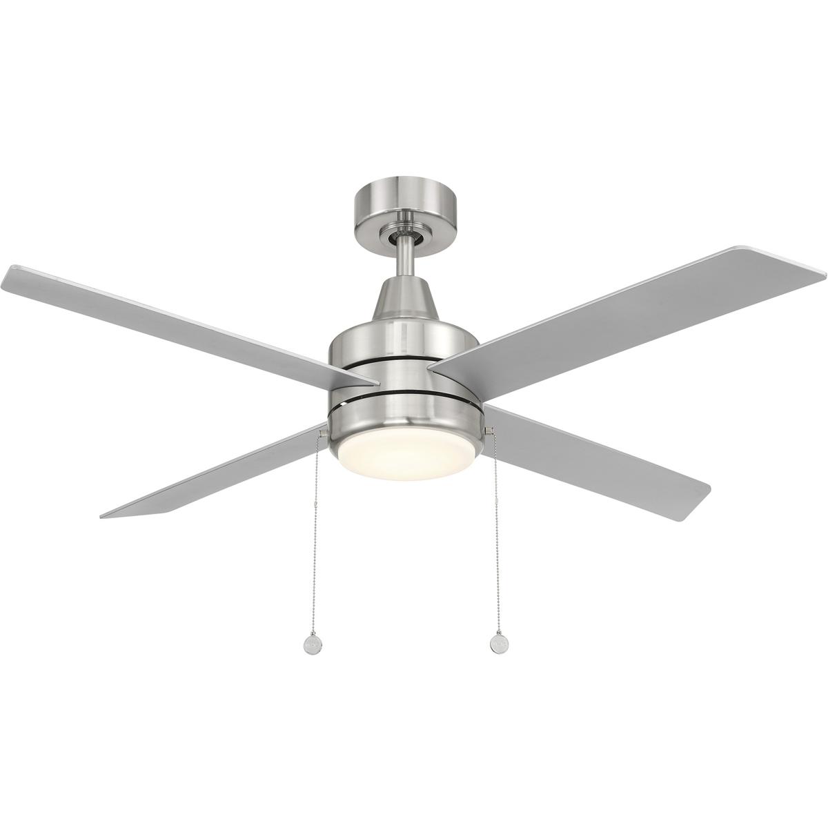 WAC Lighting F-106L-BN Quade 52 inch Brushed Nickel with Titanium Silver Blades Downrod Ceiling Fan