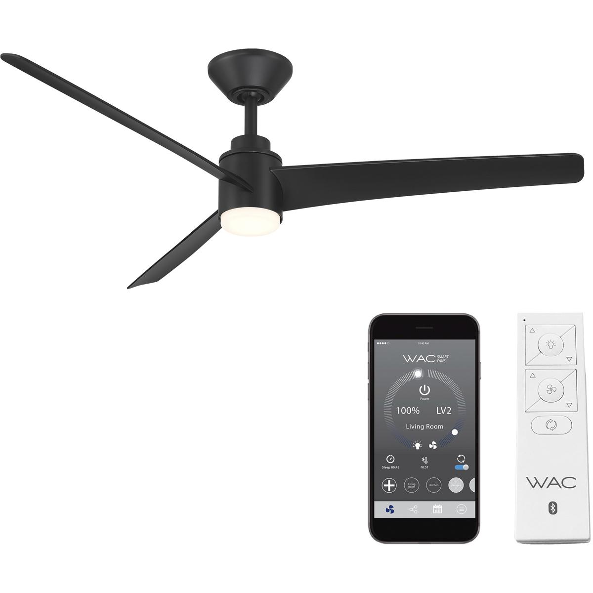 WAC Lighting F-109L-MB Novelle 52 inch Matte Black Downrod Ceiling Fan