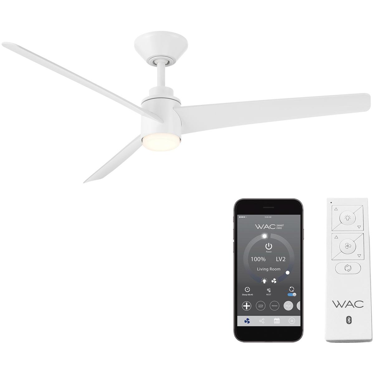 WAC Lighting F-109L-MW Novelle 52 inch Matte White Downrod Ceiling Fan