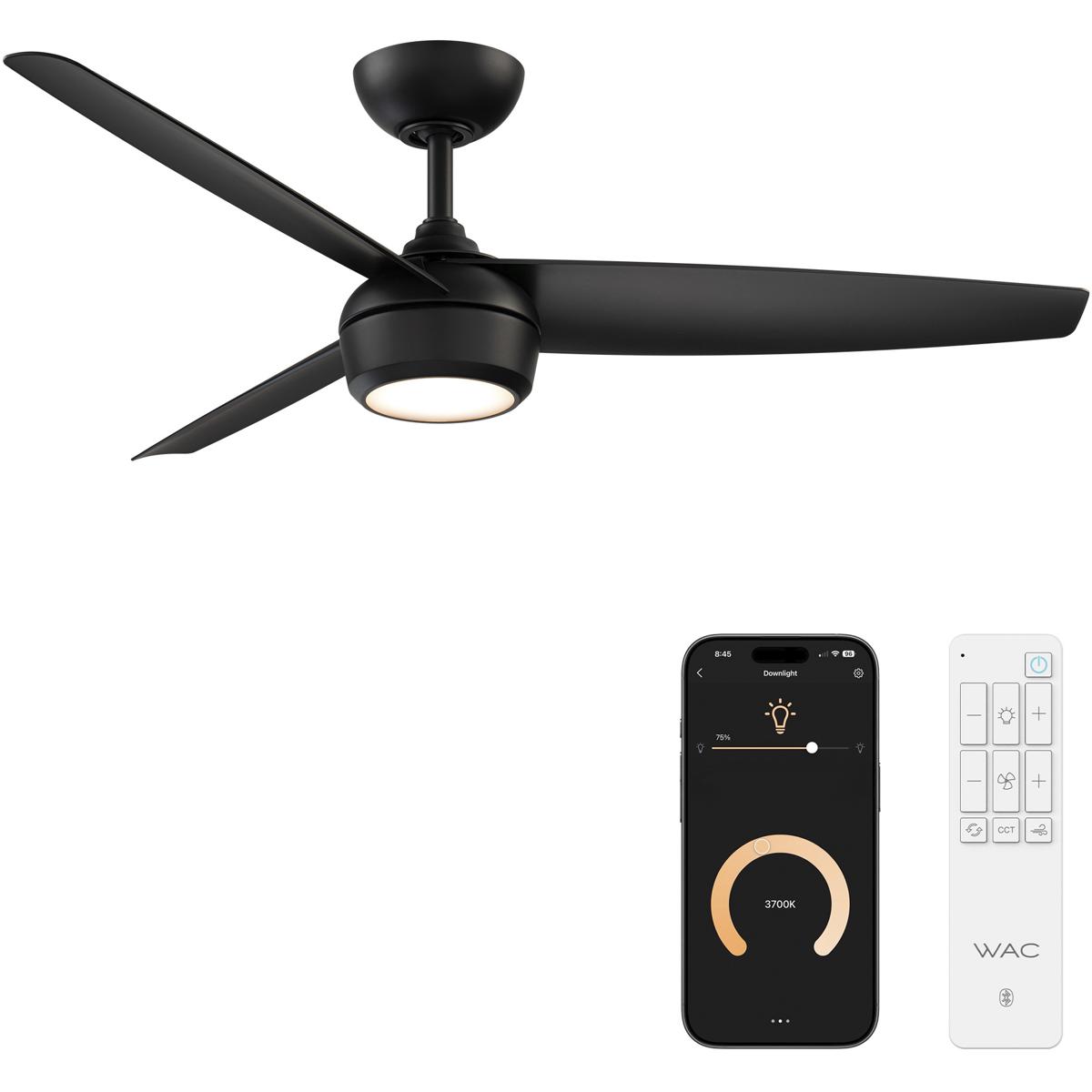 WAC Lighting F-110L-MB Ferris 52 inch Matte Black Ceiling Fan