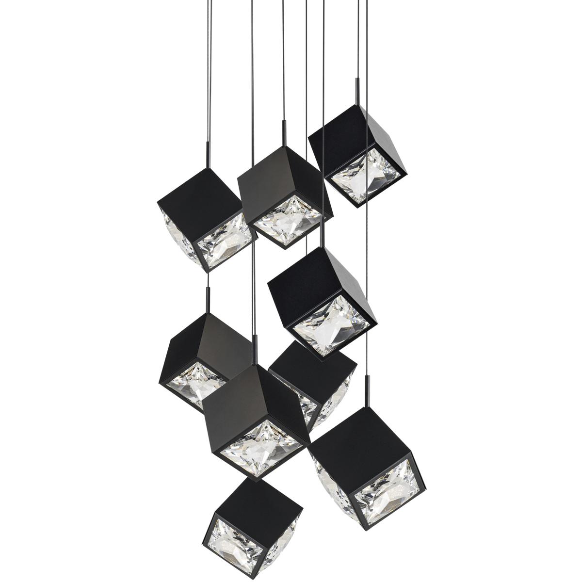 WAC Lighting PD-29309R-BK Ice Cube LED 18.75 inch Black Multi-Light Pendant Ceiling Light, dweLED