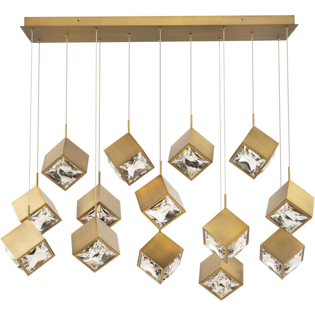 WAC Lighting PD-29314L-AB Ice Cube LED 14 inch Aged Brass Multi-Light Pendant Ceiling Light, dweLED