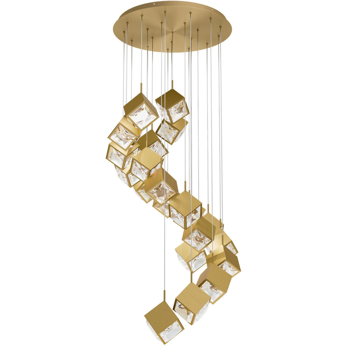 WAC Lighting PD-29321R-AB Ice Cube LED 28.13 inch Aged Brass Multi-Light Pendant Ceiling Light, dweLED