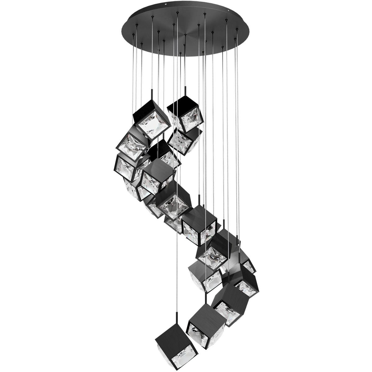 WAC Lighting PD-29321R-BK Ice Cube LED 28.13 inch Black Multi-Light Pendant Ceiling Light, dweLED