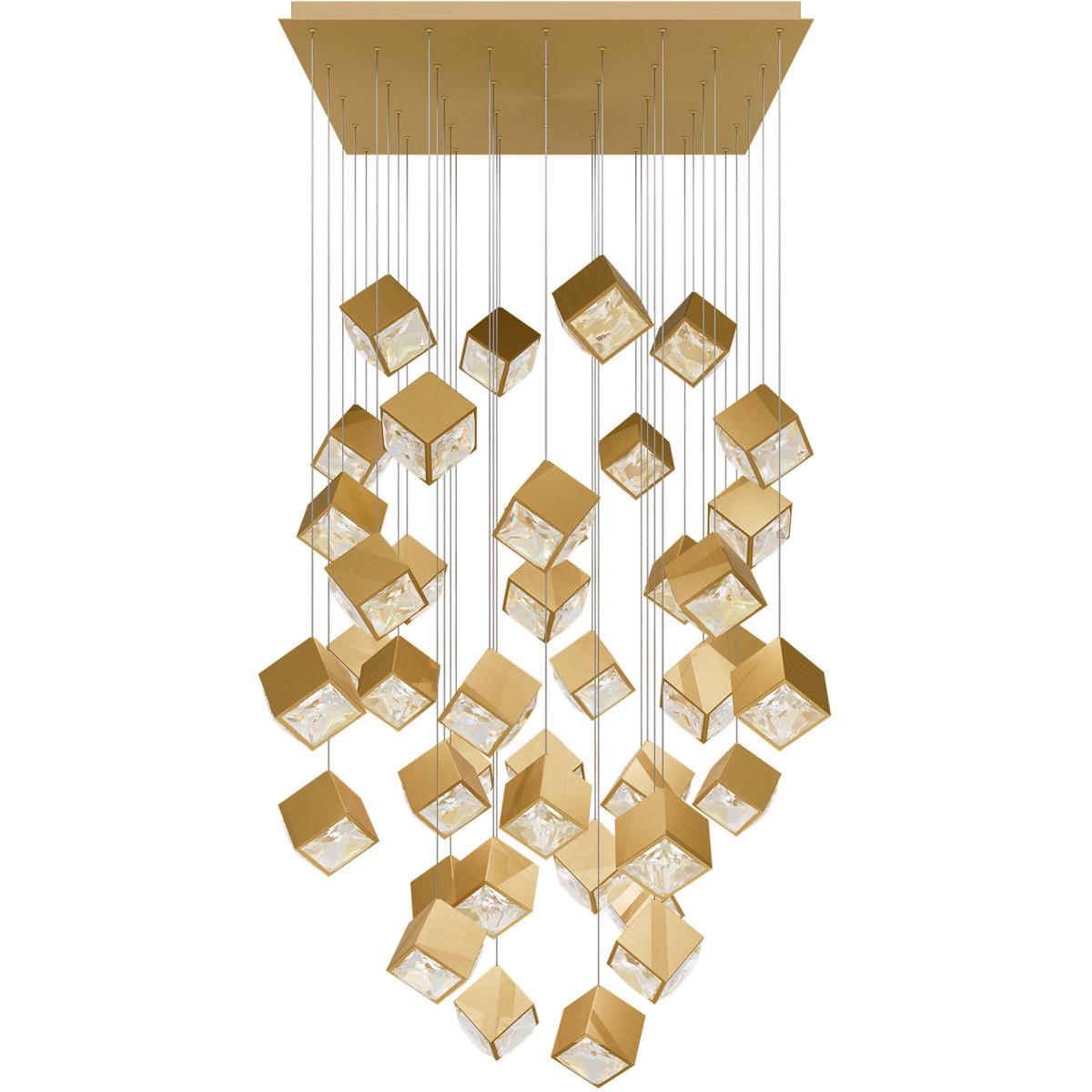 WAC Lighting PD-29341S-AB Ice Cube LED 10.25 inch Aged Brass Multi-Light Pendant Ceiling Light, dweLED