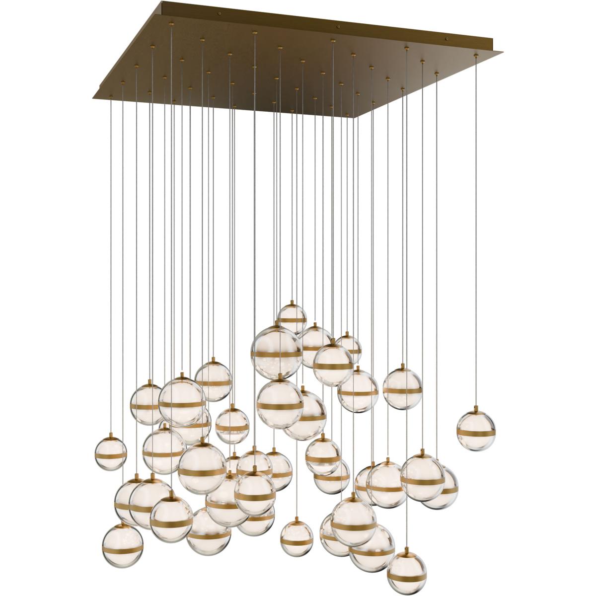 WAC Lighting PD-77541S-AB Cyllindra LED 37 inch Aged Brass Chandelier Ceiling Light, dweLED