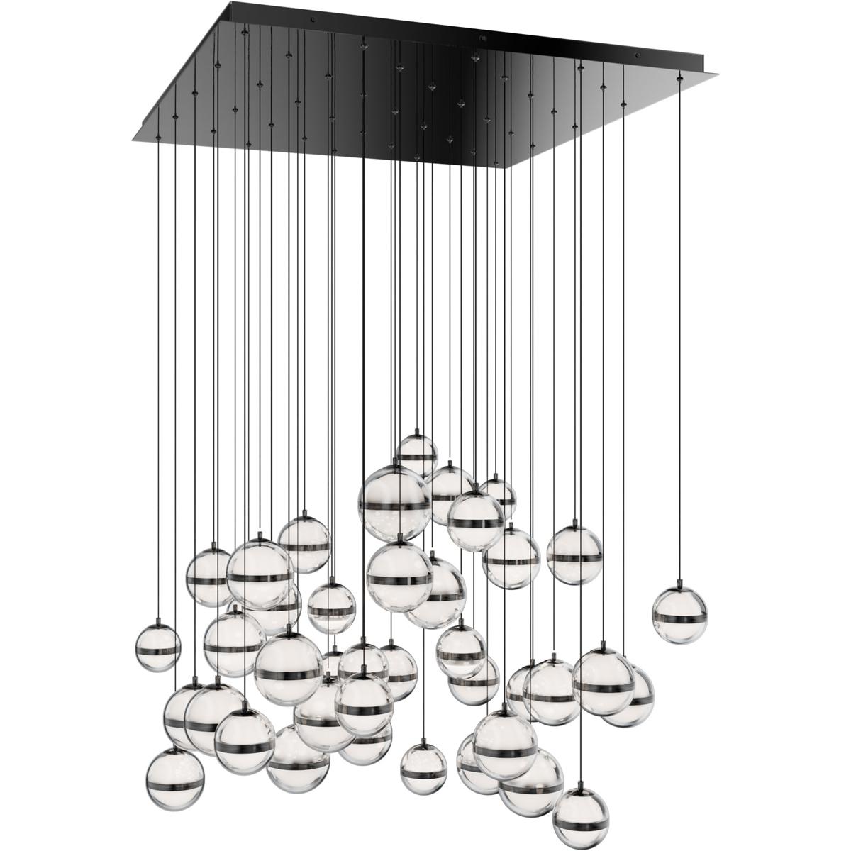 WAC Lighting PD-77541S-BC Cyllindra LED 37 inch Black Chrome Chandelier Ceiling Light in Black/Chrome, dweLED
