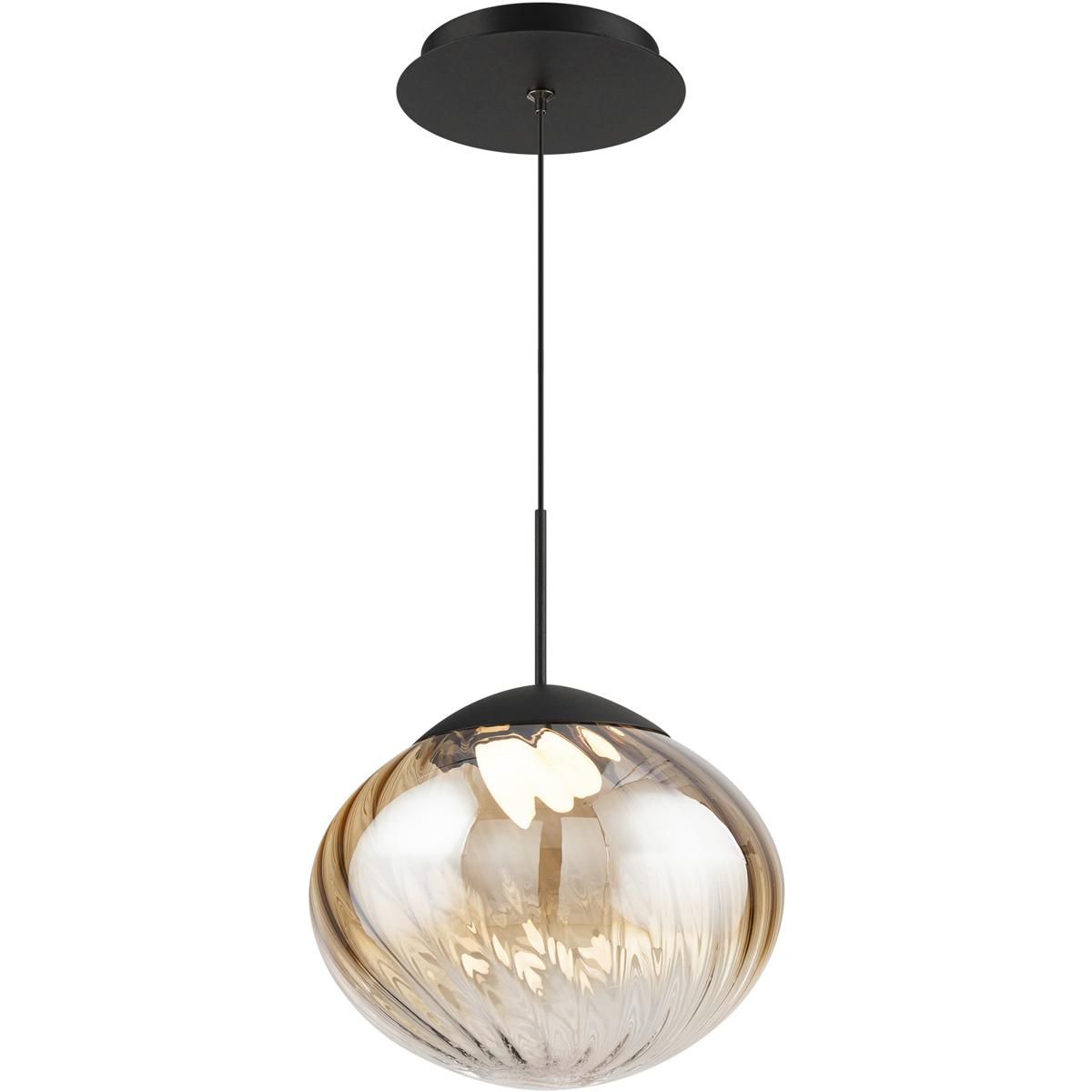 WAC Lighting PD407609-BKAM Swayzey LED 9.5 inch Powder Coated Black Mini-Pendant Ceiling Light in Black Amber Glass, dweLED