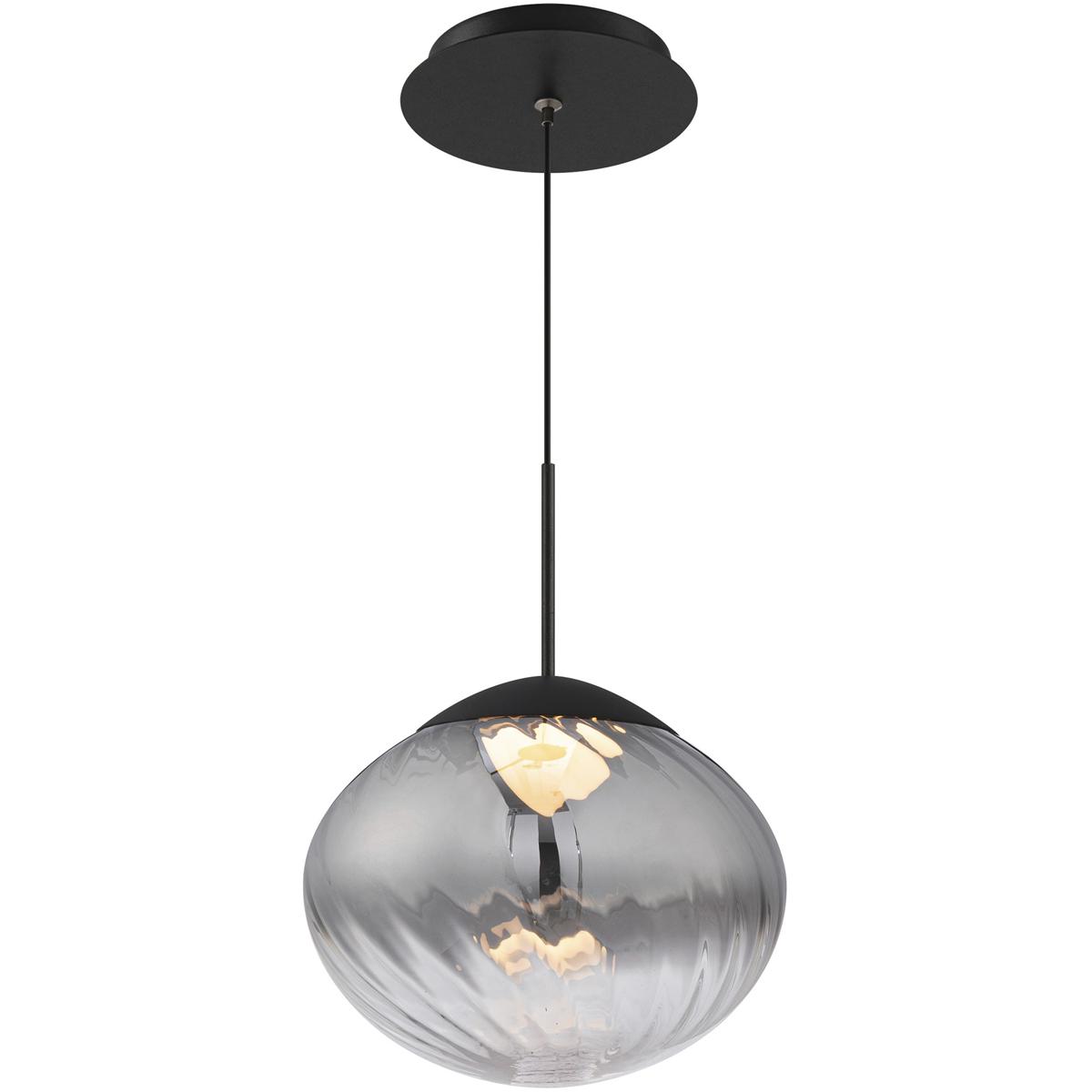 WAC Lighting PD407609-BKSM Swayzey LED 9.5 inch Powder Coated Black Mini-Pendant Ceiling Light in Black Smoke Glass, dweLED