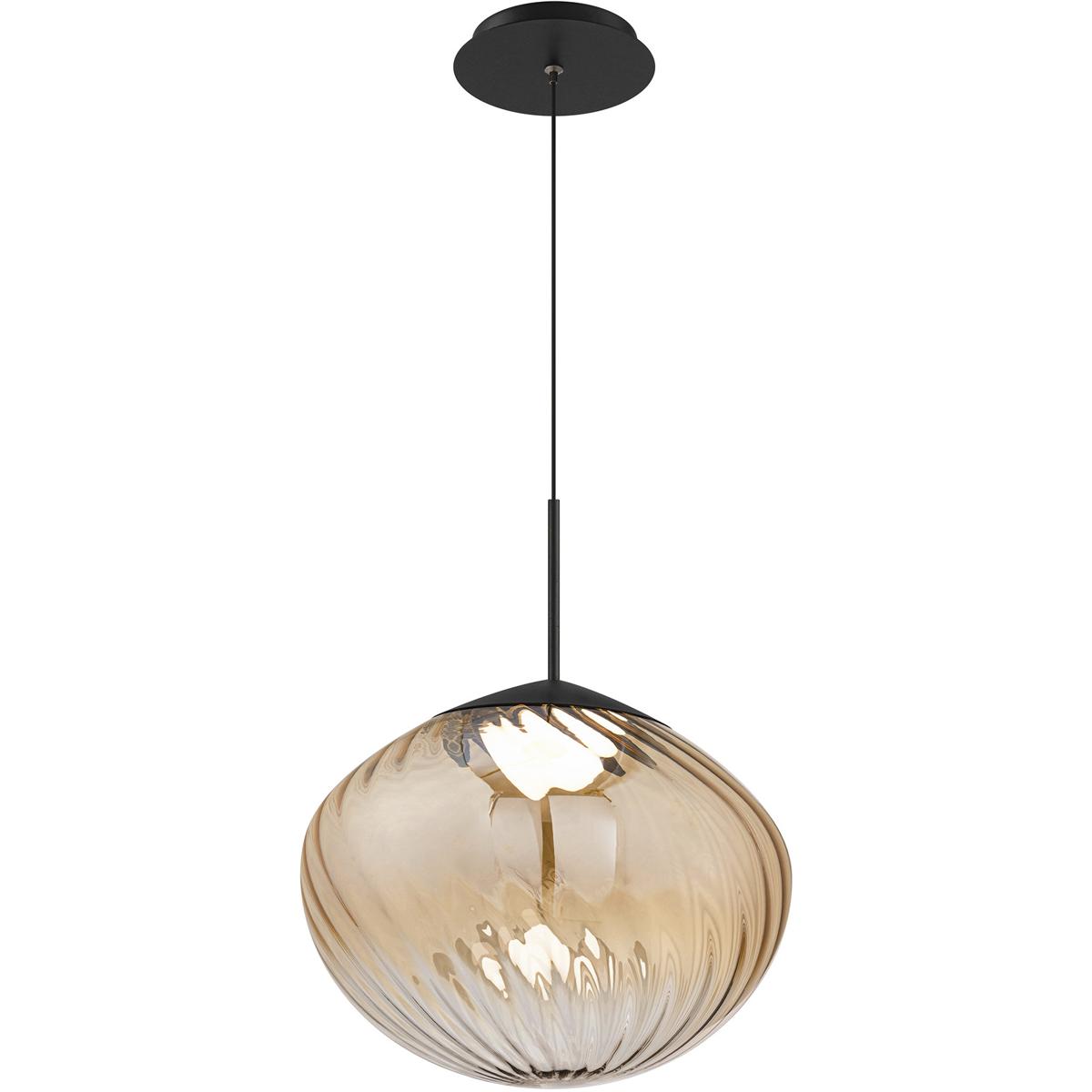 WAC Lighting PD407614-BKAM Swayzey LED 14 inch Powder Coated Black Mini-Pendant Ceiling Light in Black Amber Glass, dweLED