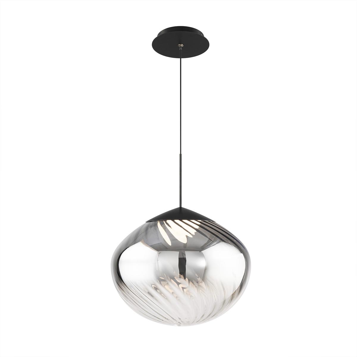 WAC Lighting PD407614-BKSM Swayzey LED 14 inch Powder Coated Black Mini-Pendant Ceiling Light in Black Smoke Glass, dweLED