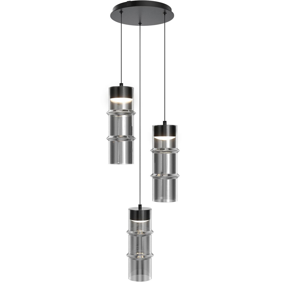 WAC Lighting PD413603R-TWA-BKSM Kanister LED 4.63 inch Powder Coated Black Multi-Light Pendant Ceiling Light in Black Smoke Glass, dweLED