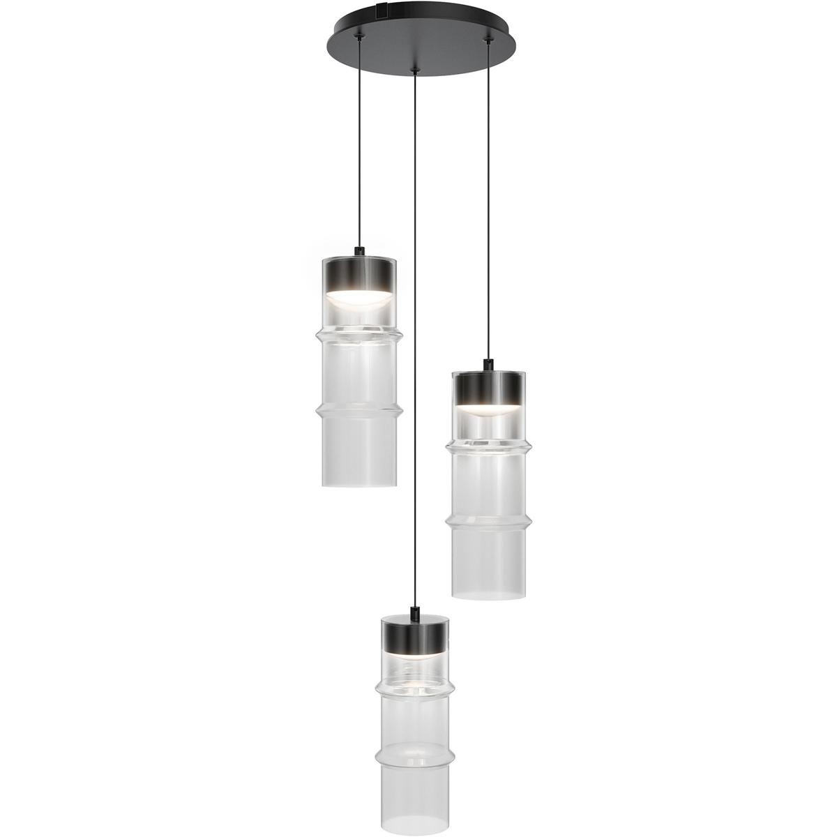 WAC Lighting PD413603R-TWA-BKWT Kanister LED 4.63 inch Powder Coated Black Multi-Light Pendant Ceiling Light in Black White Glass, dweLED