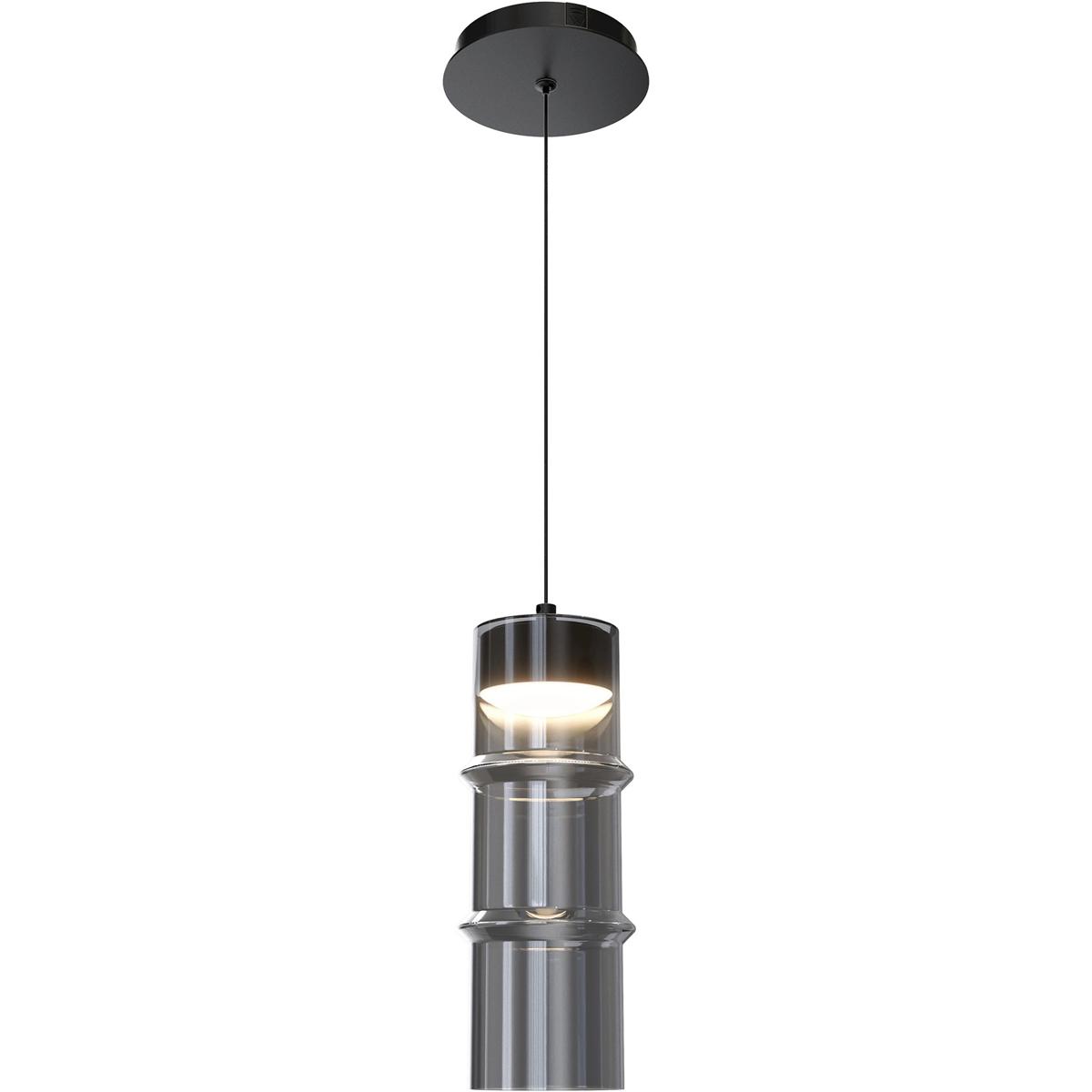 WAC Lighting PD413612-TWA-BKSM Kanister LED 4.63 inch Powder Coated Black Mini-Pendant Ceiling Light in Black Smoke Glass, dweLED