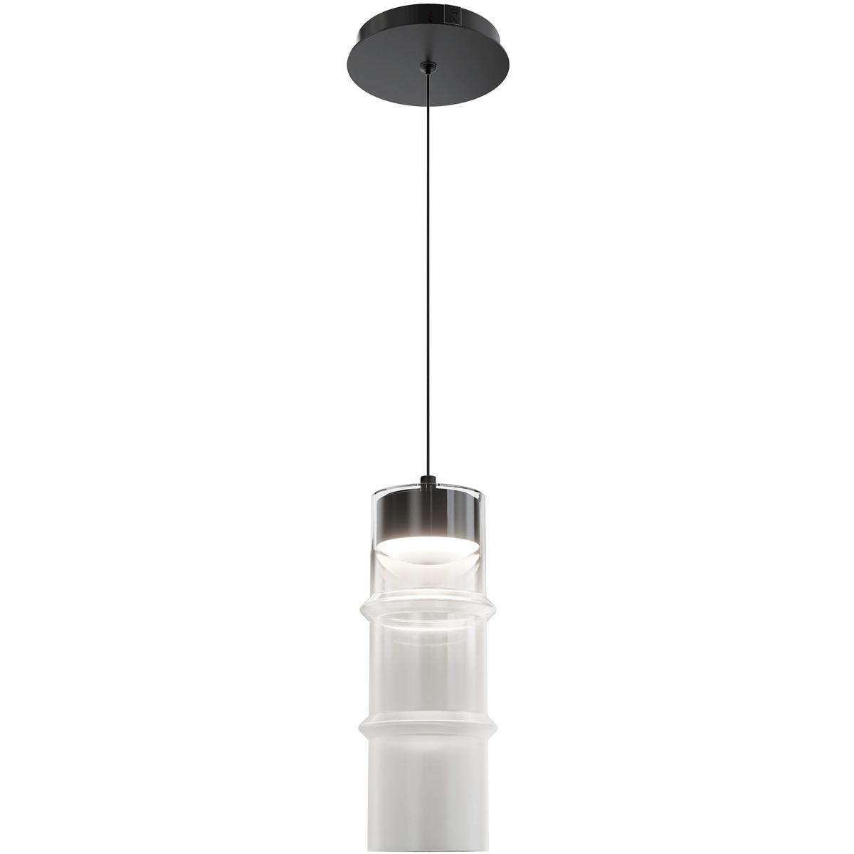 WAC Lighting PD413612-TWA-BKWT Kanister LED 4.63 inch Powder Coated Black Mini-Pendant Ceiling Light in Black White Glass, dweLED