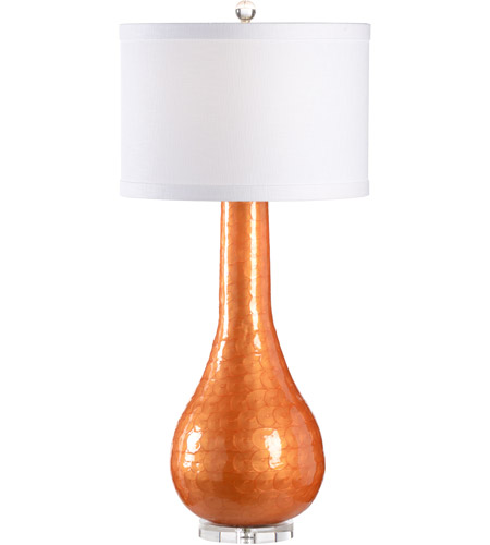 Orange Enamel Table Lamp Portable Light, 34 Inch High Table Lamps