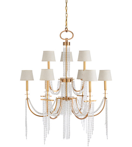 Wildwood 67239 Wildwood 9 Light 40 inch Antique Brass and Clear Chandelier Ceiling Light photo