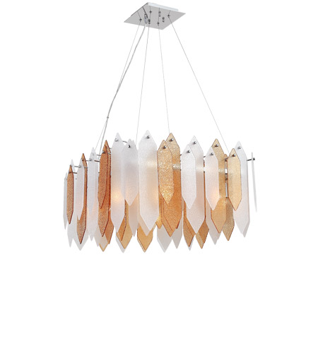 Zeev Lighting CD10097/8/CH-ABF Stratus 8 Light 26 inch Chrome Frame Amber and Frosted Glass Chandelier Ceiling Light photo