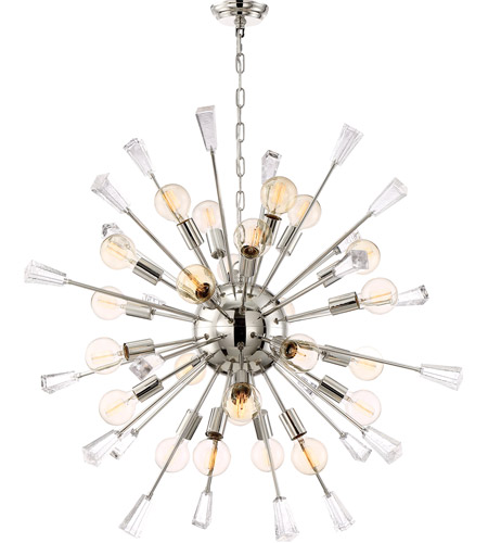 Zeev Lighting CD10166/24/PN Muse 24 Light 40 inch Polished Nickel with Glass Cubes Chandelier Ceiling Light