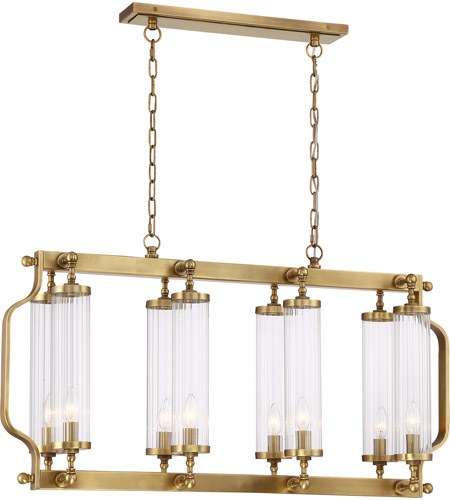 Zeev Lighting CD10227/8/AGB Regis 8 Light 10 inch Aged Brass with Fluted Glass Chandelier Ceiling Light