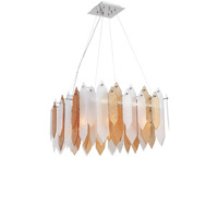 Zeev Lighting CD10097/8/CH-ABF Stratus 8 Light 26 inch Chrome Frame Amber and Frosted Glass Chandelier Ceiling Light photo thumbnail