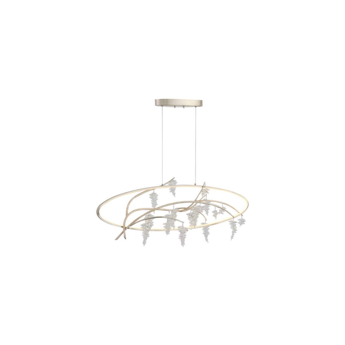 Zeev Lighting CD10290/LED/SL-AG Orchard LED 15 inch Sliver Leaf with Antique Gold and Crystal Chandelier Ceiling Light