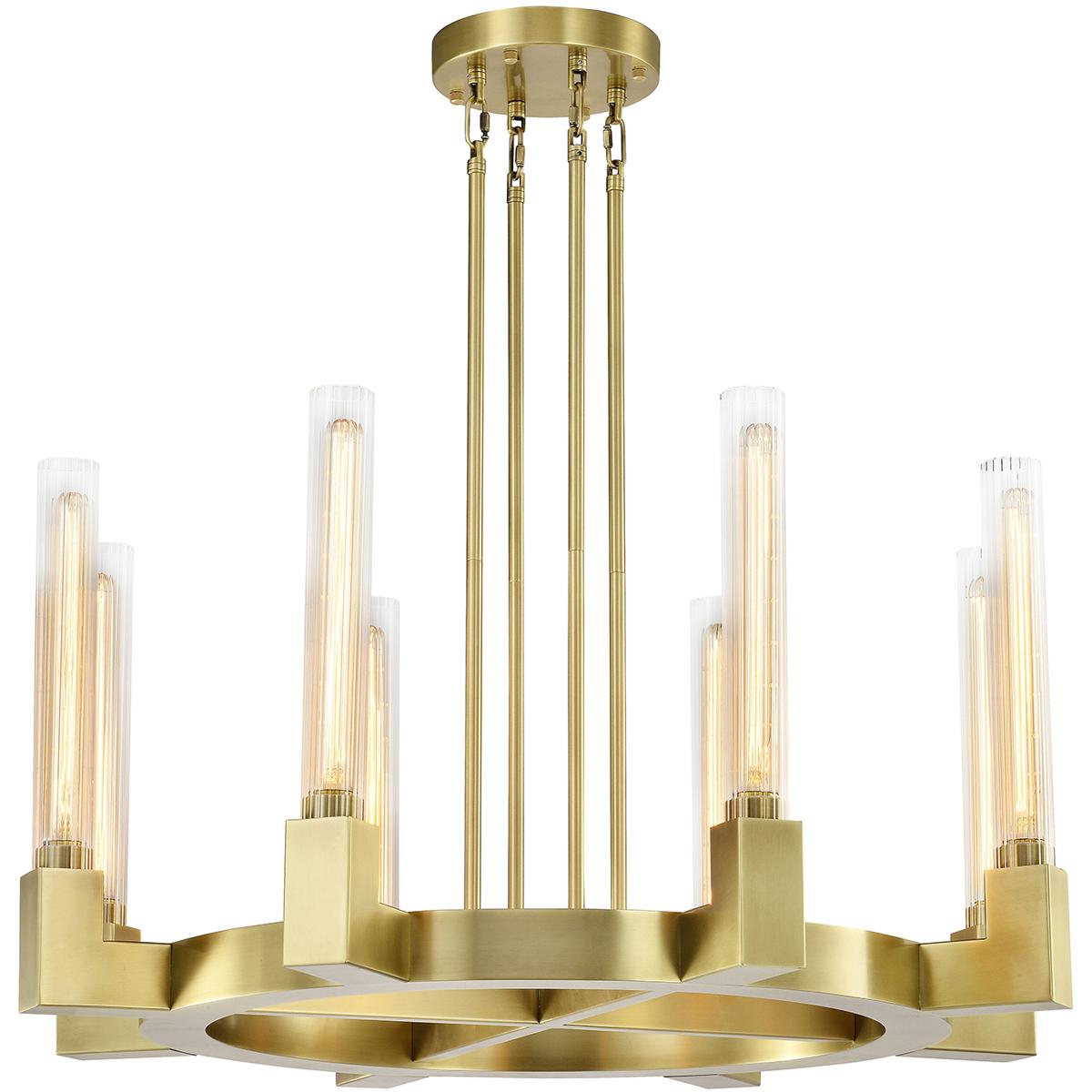 Zeev Lighting CD10359/8/AGB Placid 8 Light 32 inch Aged Brass Wheel Chandelier Ceiling Light