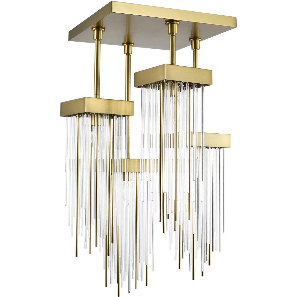 Zeev Lighting SF50012/4/AGB Waterfall 4 Light 18 inch Aged Brass Semi Flush Ceiling Light