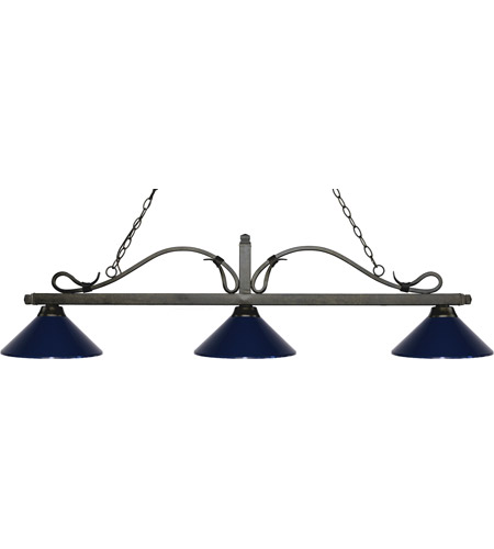 Z Lite 114 3gb Mnb Melrose 3 Light 58 Inch Golden Bronze Island Billiard Ceiling Light In Navy Blue Metal