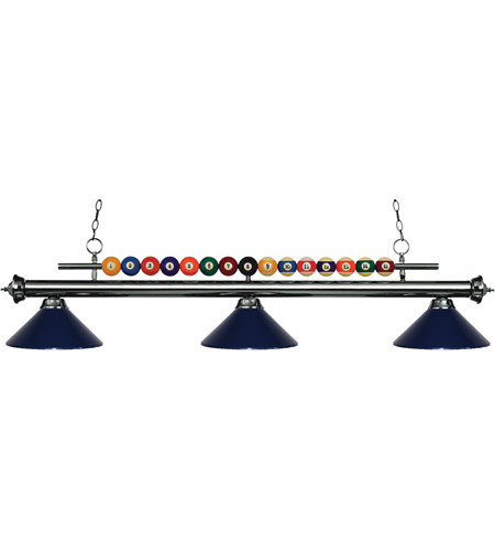 Shark 3 Light 58 Inch Gun Metal Island Billiard Ceiling Light In Navy Blue Metal