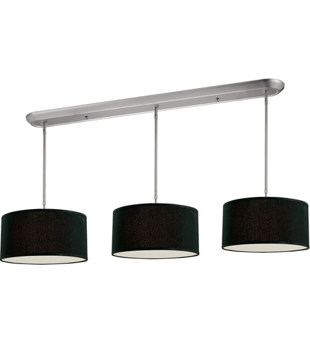 Z-Lite 171-16-3B Albion 9 Light 60 inch Brushed Nickel Island Ceiling Light in Black Fabric