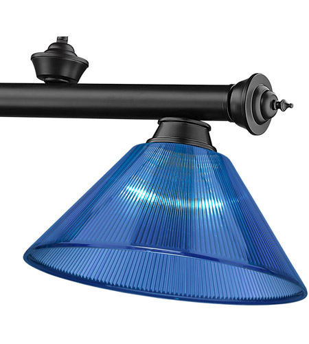 Z-Lite 2306-3MB-ARDB Cordon 3 Light 57 inch Matte Black Billiard Ceiling Light in Dark Blue Acrylic 2306-3MB-ARDB_AT_6.jpg