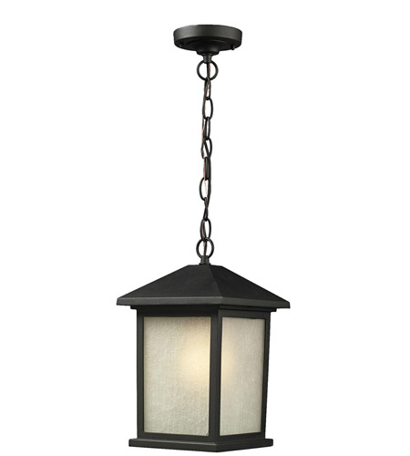 Z-Lite 507CHB-BK Holbrook 1 Light 10 inch Black Outdoor Chain Mount Ceiling Fixture in White Seedy Glass
