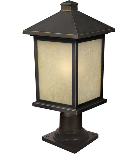 Z-Lite 507PHB-533PM-ORB Holbrook 1 Light 21 inch Oil Rubbed Bronze Outdoor Pier Mounted Fixture in Tinted Seedy Glass