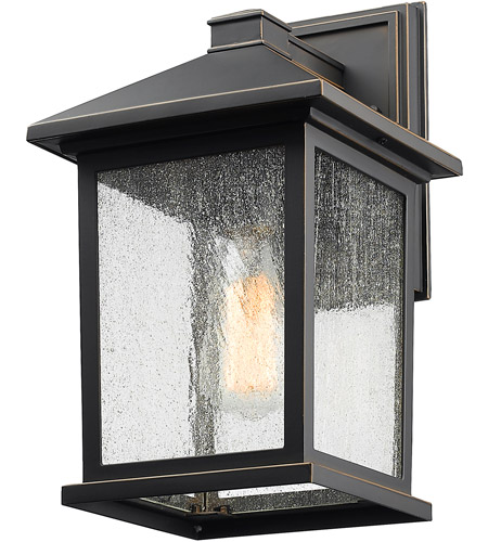 Z-Lite 531M-ORB Portland 1 Light 14 inch Oil Rubbed Bronze Outdoor Wall Sconce in Clear Seedy Glass, 4.24 531M-ORB_AT_4.jpg
