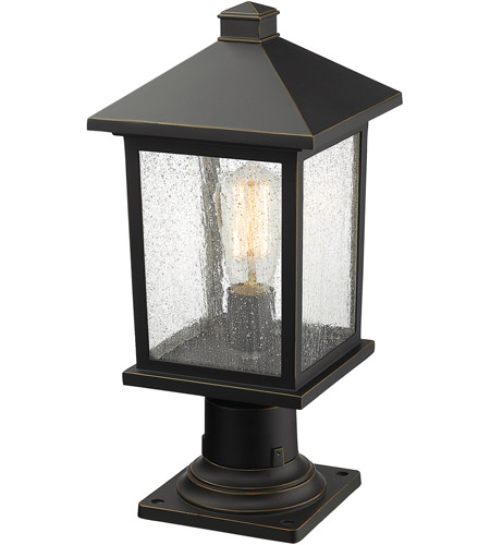 Z-Lite 531PHMR-533PM-ORB Portland 1 Light 18 inch Oil Rubbed Bronze Outdoor Pier Mounted Fixture in Clear Seedy Glass, 5.69 531PHMR-533PM-ORB_AT_4.jpg