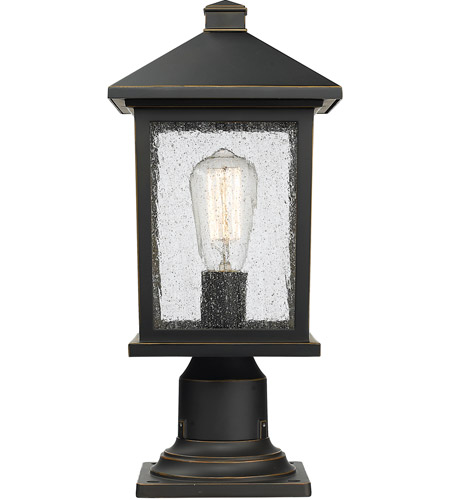 Z-Lite 531PHMR-533PM-ORB Portland 1 Light 18 inch Oil Rubbed Bronze Outdoor Pier Mounted Fixture in Clear Seedy Glass, 5.69 531PHMR-533PM-ORB_AT_5.jpg