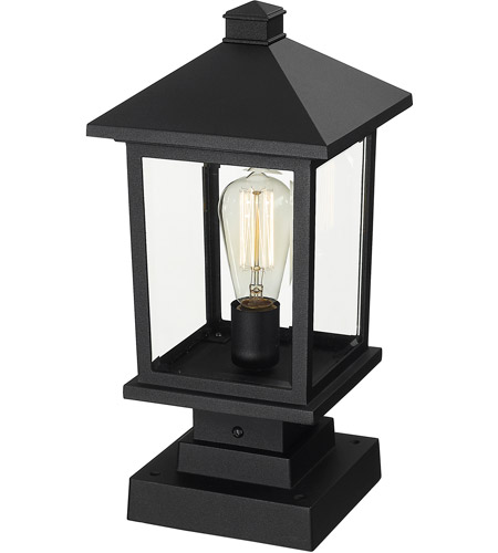 Z-Lite 531PHMS-SQPM-BK Portland 1 Light 17 inch Black Outdoor Pier Mounted Fixture in Clear Beveled Glass, 5.07 531PHMS-SQPM-BK_AT_5.jpg