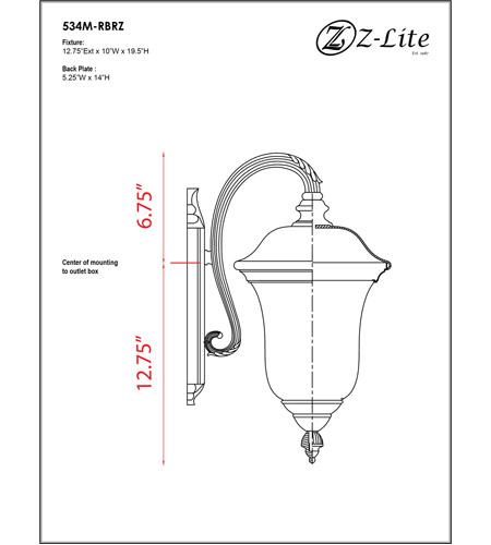 Z-Lite 534M-RBRZ Armstrong 2 Light 20 inch Bronze Outdoor Wall Sconce 534M-RBRZ_BP_9.jpg