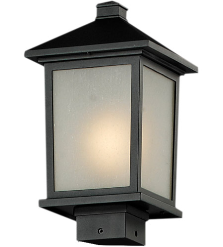 Z-Lite 537PHM-BK Holbrook 1 Light 14 inch Black Outdoor Post Mount Fixture in White Seedy Glass