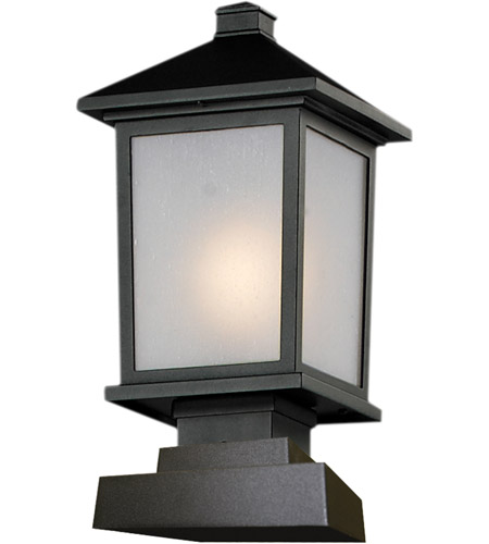 Z-Lite 537PHM-SQPM-BK Holbrook 1 Light 17 inch Black Outdoor Pier Mounted Fixture in White Seedy Glass