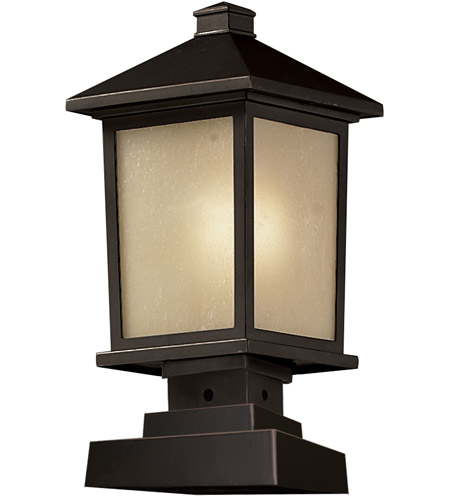 Z-Lite 537PHM-SQPM-ORB Holbrook 1 Light 17 inch Oil Rubbed Bronze Outdoor Pier Mounted Fixture in Tinted Seedy Glass
