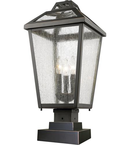 Z-Lite 539PHBS-SQPM-ORB Bayland 3 Light 22 inch Oil Rubbed Bronze Outdoor Pier Mounted Fixture in 9.45
