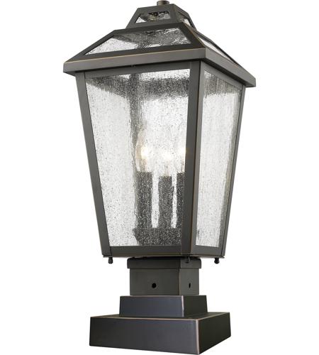 Z-Lite 539PHMS-SQPM-ORB Bayland 3 Light 19 inch Oil Rubbed Bronze Outdoor Pier Mounted Fixture in 6.5