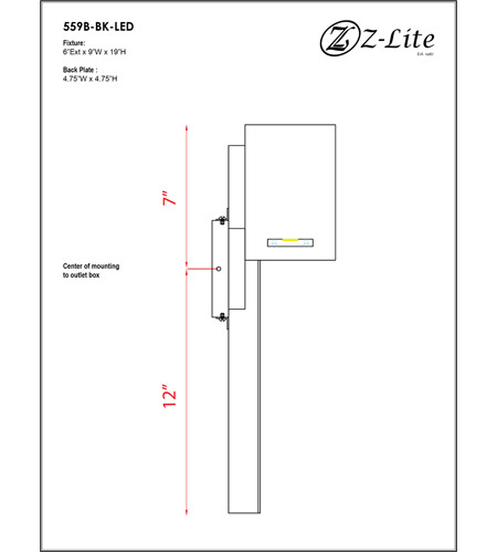 Z-Lite 559B-BK-LED Amador LED 19 inch Black Outdoor Wall Sconce 559B-BK-LED_BP_9.jpg
