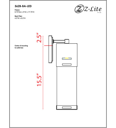 Z-Lite 562B-BA-LED Lestat LED 18 inch Brushed Aluminum Outdoor Wall Sconce 562B-BA-LED_BP_9.jpg